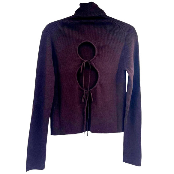 Thakoon Womens Chocolate Brown Open Back Turtleneck Sweater Wool Size S $195 - Picture 7 of 11